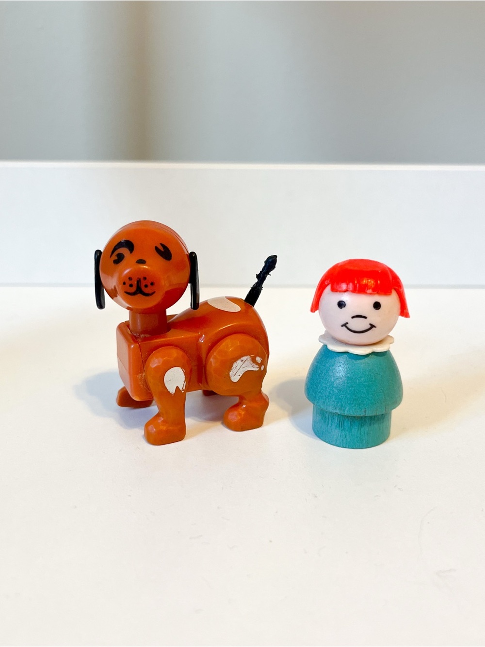 Vintage Little People Toys - Girl and Brown Dog